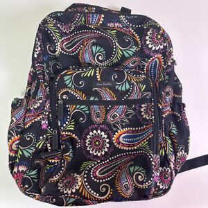 Vera Bradley Campus Backpack  Bandana Swirl Black Paisley School Travel Bookbag